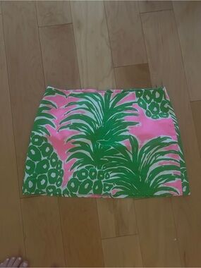 Lilly Pulitzer Pink & Leafy Green Patterned Mini Skirt